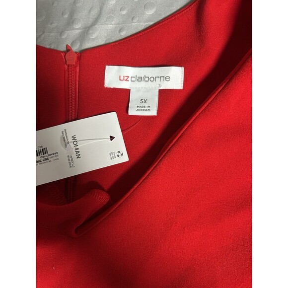 Liz Claiborne Women’s Red Blouse Short Sleeve  Plus 5X Officecore Holidays - Picture 8 of 8